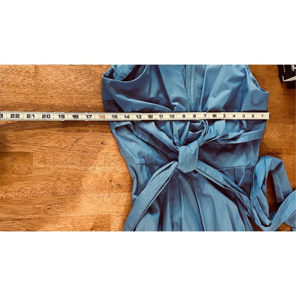 J. Crew Wrap Dress Blue Cotton Poplin Dress Size 8 New ($118) - Picture 9 of 10
